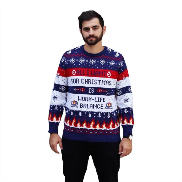 Work-life Balance Ugly Christmas Sweater - Picture 1 of 2
